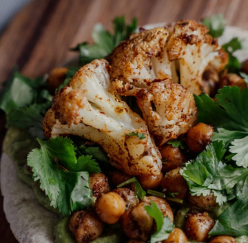 an image of jerk cauliflower tacos