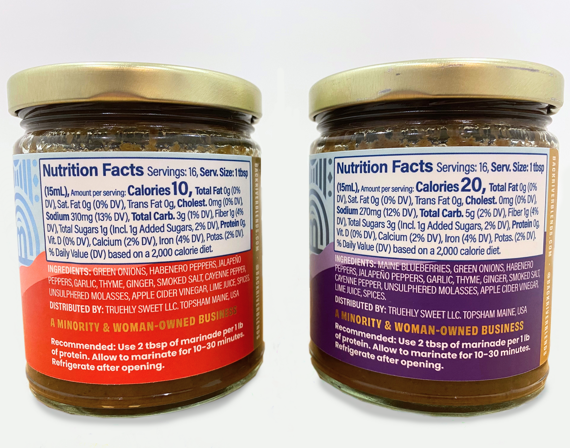 Two jars with nutrition labels on a white background